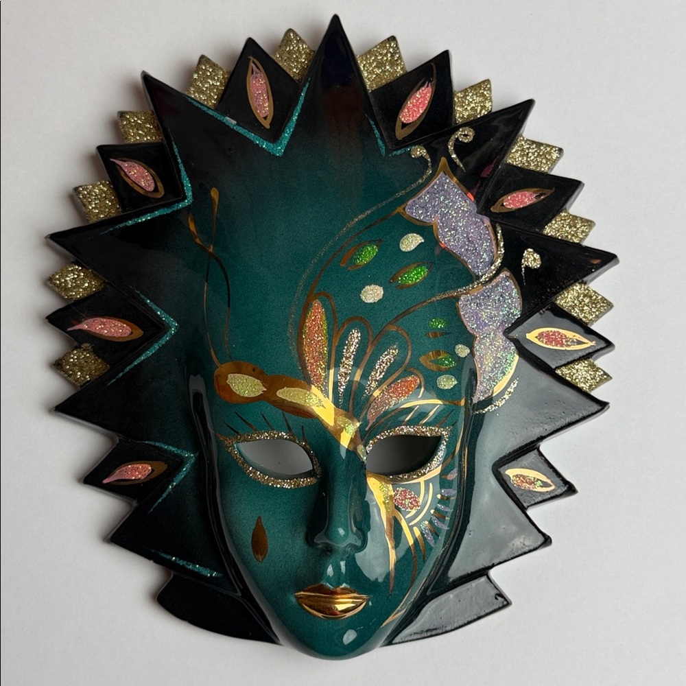 Vintage SANDINI & BERTONCELLO Wall Hand Painted Mask Decor Made In Italy 8
